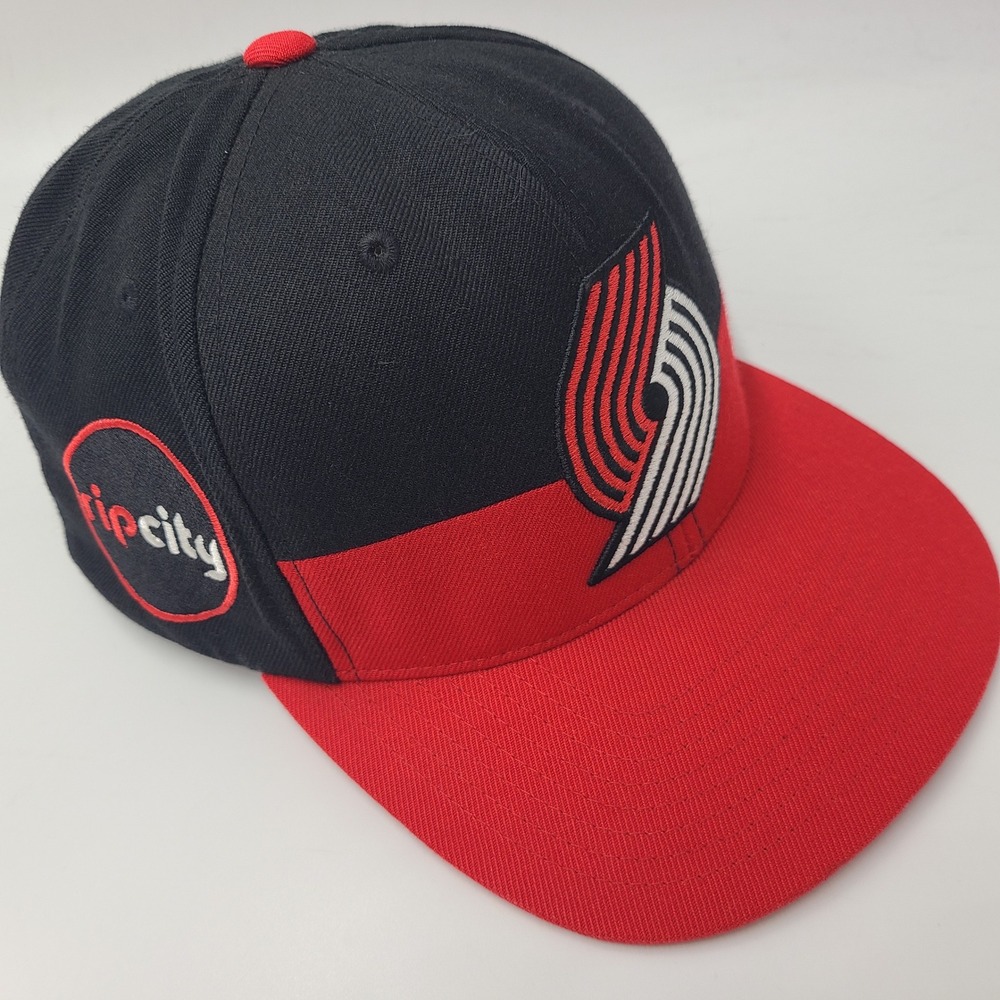 Portland Trail Blazers Hat Snapback Mitchell & Ness Black Red NBA Rip City Men